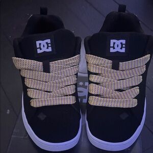 DC Kids Black Sneakers with Yellow Laces